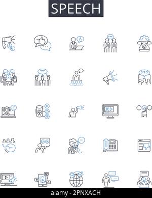 Verbalization line icons collection. Expression, Articulation ...
