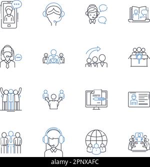 Squad line icons collection. Unity, Comradeship, Teamwork, Bond ...
