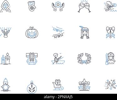 Futuristic company line icons collection. Innovation, Artificial Intelligence, Robotics, Cybersecurity, Nanotechnology, Augmented reality, Virtual Stock Vector