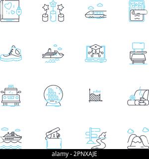 Peaceful escape linear icons set. Serenity, Tranquility, Calmness ...