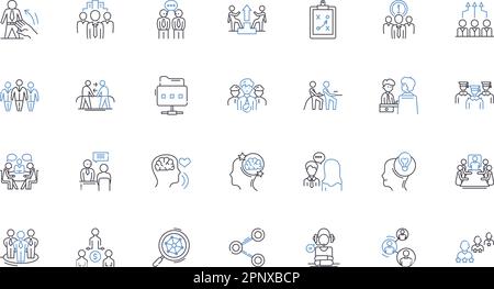 Communication connection line icons collection. Interaction, Nerk, Dialogue, Bond, Association, Linkage, Rapport vector and linear illustration Stock Vector