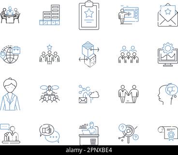 SEO optimization line icons collection. Keywords, Meta-tags, SERP, Backlinks, Ranking, Optimization, Content vector and linear illustration. CTR,PPC Stock Vector