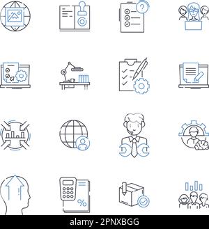 Records line icons collection. Archival, Catalogue, Digital ...