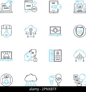 Guarded secrets linear icons set. Concealed, Hidden, Restricted ...