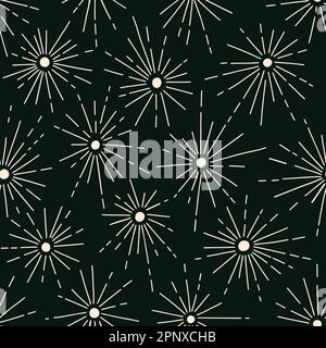 Hand Drawn Star and Fireworks Vector Seamless Pattern Stock Vector