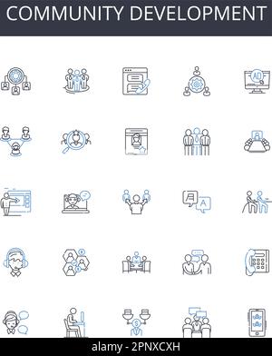community development line icons collection. Xbox, PlayStation, Nintendo, Gaming, Console, Entertainment, Adventure vector and linear illustration Stock Vector