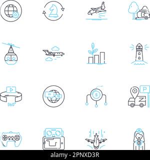 Information technology linear icons set. Innovation, Encryption, Security, Big Data, Cybersecurity, Coding, Automation line vector and concept signs Stock Vector