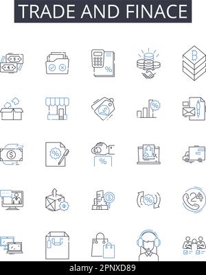 Trade and finace line icons collection. Prospecting, Negotiation ...