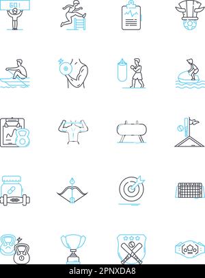 Training center linear icons set. Learning, Development, Education, Instruction, Growth, Improvement, Progress line vector and concept signs. Practice Stock Vector