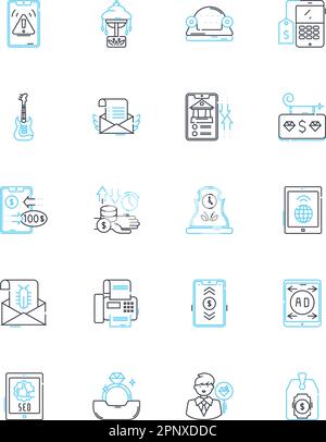 Revenue and earnings linear icons set. Growth, Income, Profit, Sales, Turnover, Revenue, Net line vector and concept signs. Bottom-line,Upturn,Gain Stock Vector
