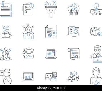 Company character line icons collection. Innovative, Intelligent, Creative, Efficient, Progressive, Trendsetting, Groundbreaking vector and linear Stock Vector