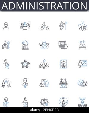 Administration line icons collection. Management, Governance, Control, Supervision, Authority, Direction, Regulation vector and linear illustration Stock Vector