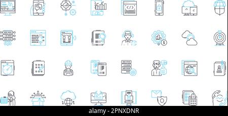 Content design linear icons set. Clarity, User-friendly, Visuals, Headings, Concise, Consistent, Structure line vector and concept signs. Readability Stock Vector