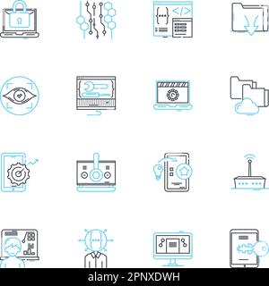 Computer nerk linear icons set. Ethernet, LAN, WLAN, Router, Switch ...