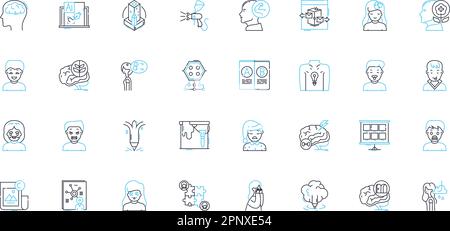 Environmental sustainability linear icons set. Renewability, Conservation, Preservation, Eco-friendly, Carbon-neutral, Biodiversity, Eco-conscious Stock Vector