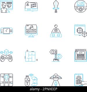 Information highway linear icons set. Internet, Web, Cyberspace, Nerk, Connectivity, Digitization, Information line vector and concept signs. Online Stock Vector