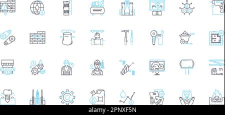 Computer engineering linear icons set. Coding, Hardware, Software, Digital, Algorithm, Nerking, Cybersecurity line vector and concept signs Stock Vector