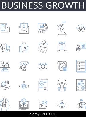 Production surge line icons collection. Overflow, Increase, Spurt ...