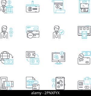 Virtual currency linear icons set. Bitcoin, Cryptocurrency, Ethereum, Digital, Blockchain, Litecoin, Decentralized line vector and concept signs Stock Vector
