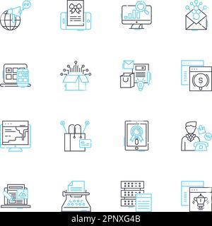 Social network linear icons set. Connections, Sharing, Nerking, Chatting, Updates, Posts, Likes line vector and concept signs. Followers,Friends Stock Vector