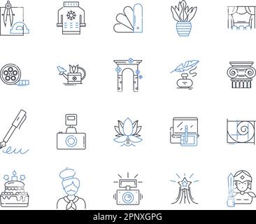 Avant-garde professions line icons collection. Innovation, Trailblazing, Experimental, Creative, Futuristic, Unconventional, Rule-breaking vector and Stock Vector