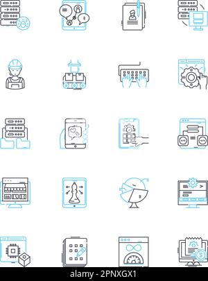 Affiliate design linear icons set. Commission, Revenue, Partnership, Integration, Collaboration, Profit, Marketing line vector and concept signs Stock Vector