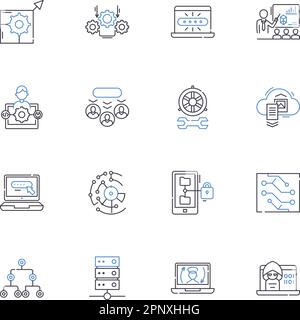 Mobile icons line icons collection. Navigation, Design, Interface, Symbol, Button, Graphic, Representation vector and linear illustration. Logo,Mobile Stock Vector
