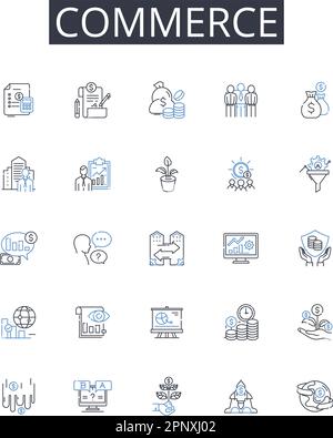 Commerce line icons collection. Business, Trade, Exchange, Industry, Market, Sales, Procurement vector and linear illustration. Merchandise Stock Vector