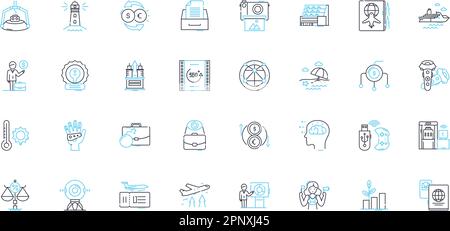 Information technology linear icons set. Innovation, Encryption, Security, Big Data, Cybersecurity, Coding, Automation line vector and concept signs Stock Vector