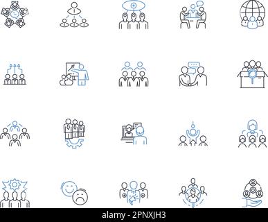 Companionship line icons collection. Friendship, Bonding, Comradeship, Togetherness, Fellowship, Allyship, Rapport vector and linear illustration Stock Vector