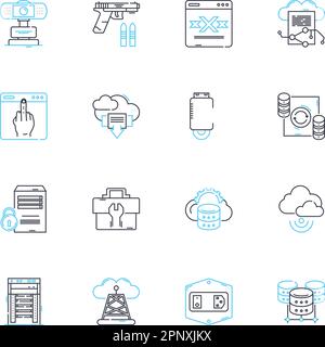 Artificial security linear icons set. Cybersecurity, Encryption, Authentication, Malware, Passwords, Nerk, Hackers line vector and concept signs Stock Vector