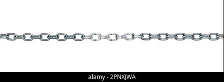 Simple minimalist illustration of shiny straight metal chain isolated on white background with empty space Stock Photo