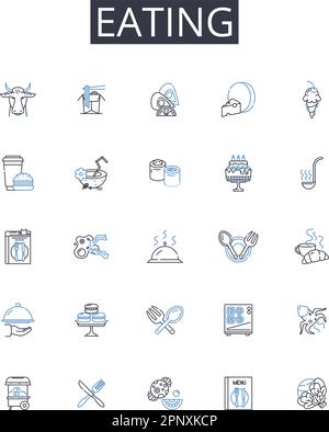 Ingesting line icons collection. Swallowing, Digesting, Eating ...
