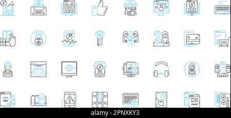 Email management linear icons set. Inbox, Unread, Archive, Priority, Filters, Unsubscribe, Reply line vector and concept signs. Forward,Drafts,Spam Stock Vector
