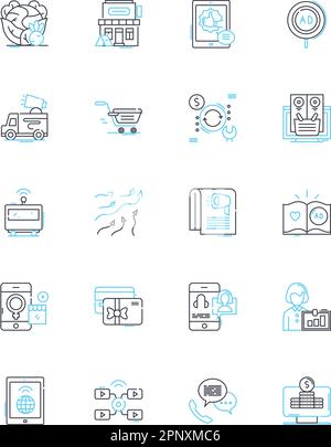 Minimarket linear icons set. Convenience, Snacks, Groceries, Beverages ...