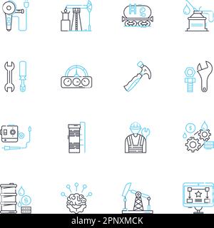 Natural language processing linear icons set. Analysis, Artificial intelligence, Automation, Chatbots, Classification, Comprehension Stock Vector