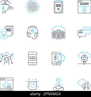 Recruiting services linear icons set. Talent, Hiring, Recruitment, Headhunting, Job, Employment, HR line vector and concept signs. Staffing,Placement Stock Vector