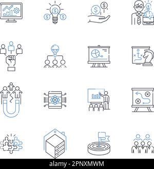 Supply management line icons collection. Logistics, Procurement, Inventory, Materials, Warehouse, Purchasing, Distribution vector and linear Stock Vector