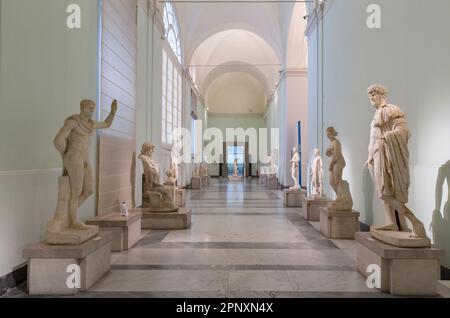 Naples, Italy - April 20, 2023: Hallway in National Archaeological Museum of Naples Stock Photo