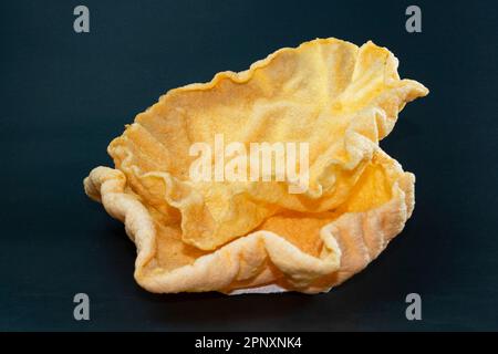 Deep fried Khichiya Papad, Traditional Indian Snacks onblack Background. Stock Photo