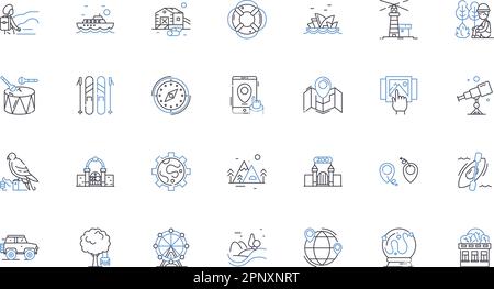 Road trip expert line icons collection. Adventure, Wanderlust, Routes, Scenic, Exploration, Experiences, Detour vector and linear illustration. GPS Stock Vector