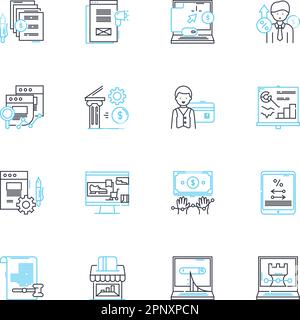 Account control linear icons set. Security, Permissions, Restrictions, Access, Identity, Validation, Authorization line vector and concept signs Stock Vector