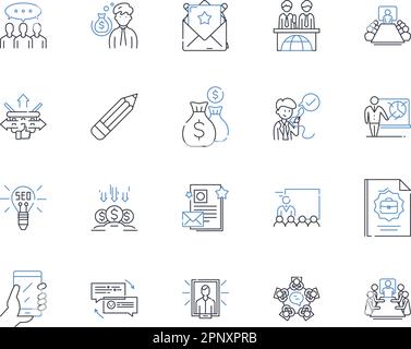 Email marketing line icons collection. Campaign, Newsletter, Subscribers, Segmentation, Automation, Personalization, Click-through vector and linear Stock Vector