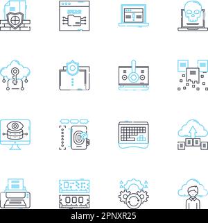 Digital programming linear icons set. Coding, Programming, Algorithms, Debugging, Automation, Software, Integration line vector and concept signs. Web Stock Vector