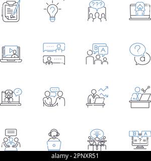 Investigating and remarks line icons collection. research, exploration, analysis, evaluation, scrutiny, observation, inspection vector and linear Stock Vector