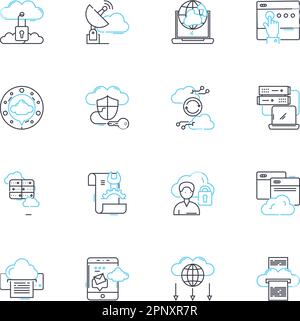 Social communication linear icons set. Dialogue, Interaction, Connectivity, Digitalization, Sociability, Interpersonal, Communicate line vector and Stock Vector