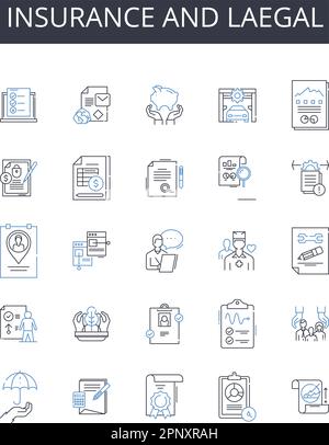 Insurance and laegal line icons collection. Coverage, Protection ...