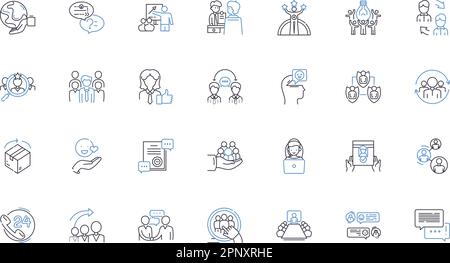 Account support line icons collection. Assistance, Helpdesk, Troubleshooting, Customer service, Support, Guided, Technical vector and linear Stock Vector