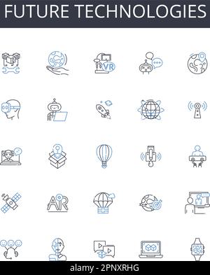 Future technologies line icons collection. Advanced Innovations, Modern Developments, Emerging Trends, Upcoming Inventions, Digital Revolution Stock Vector