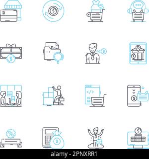 Digital agency linear icons set. Innovation, Creativity, Marketing, Strategy, Design, Development, Analytics line vector and concept signs. Solutions Stock Vector